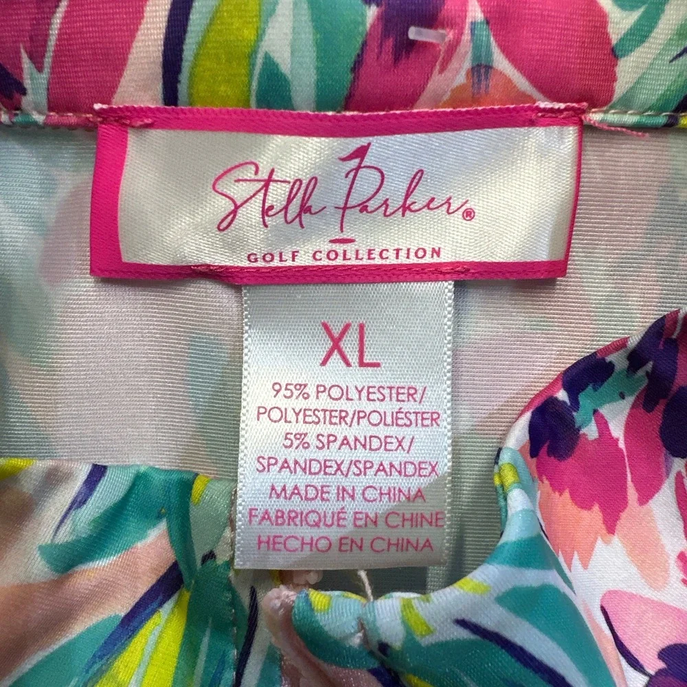 Stella Parker Golf Sleeveless Floral Quarter Zip Top Women XL Resort Performance